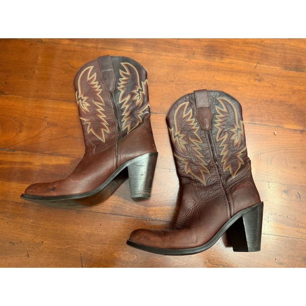 Sonora Santé Fe Women's Cowboy Boots 6M Brown Leather Western‎ Stitched Italy